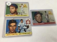 (3) 1955 Topps Autographed Cards #8, 89, 98