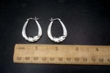 Sterling Silver Silver-Toned Hoop Shaped Earrings