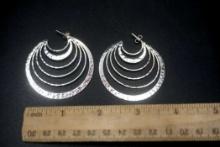 Sterling Silver Silver-Toned Hammered Hoop Earrings