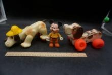 2 Pull Behind Dogs & Mickey Mouse Toy