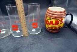 7Up The Uncola Glasses & Dad'S Rootbeer Mug