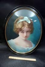 Oval Framed Sando Millican Actress About 1910 Picture (Scuffed On The Outside)