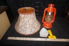Lamp Shade, Red Barn Lantern, Advertising Pieces From Gary, S.D.