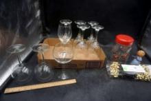 Wine Glasses, Jar, Bows & Figurine