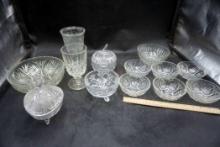 Glass Bowls, Glasses, Footed Candy Bowl & Apple Candy Dish