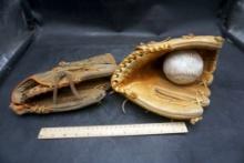 2 Baseball Gloves (Wilson & Rawlings) & Baseball