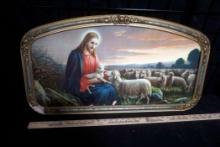 Framed Jesus W/ Lambs Picture (Some Scuffs On Bottom)