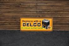 Delco Battery Single-Sided Porcelain Sign