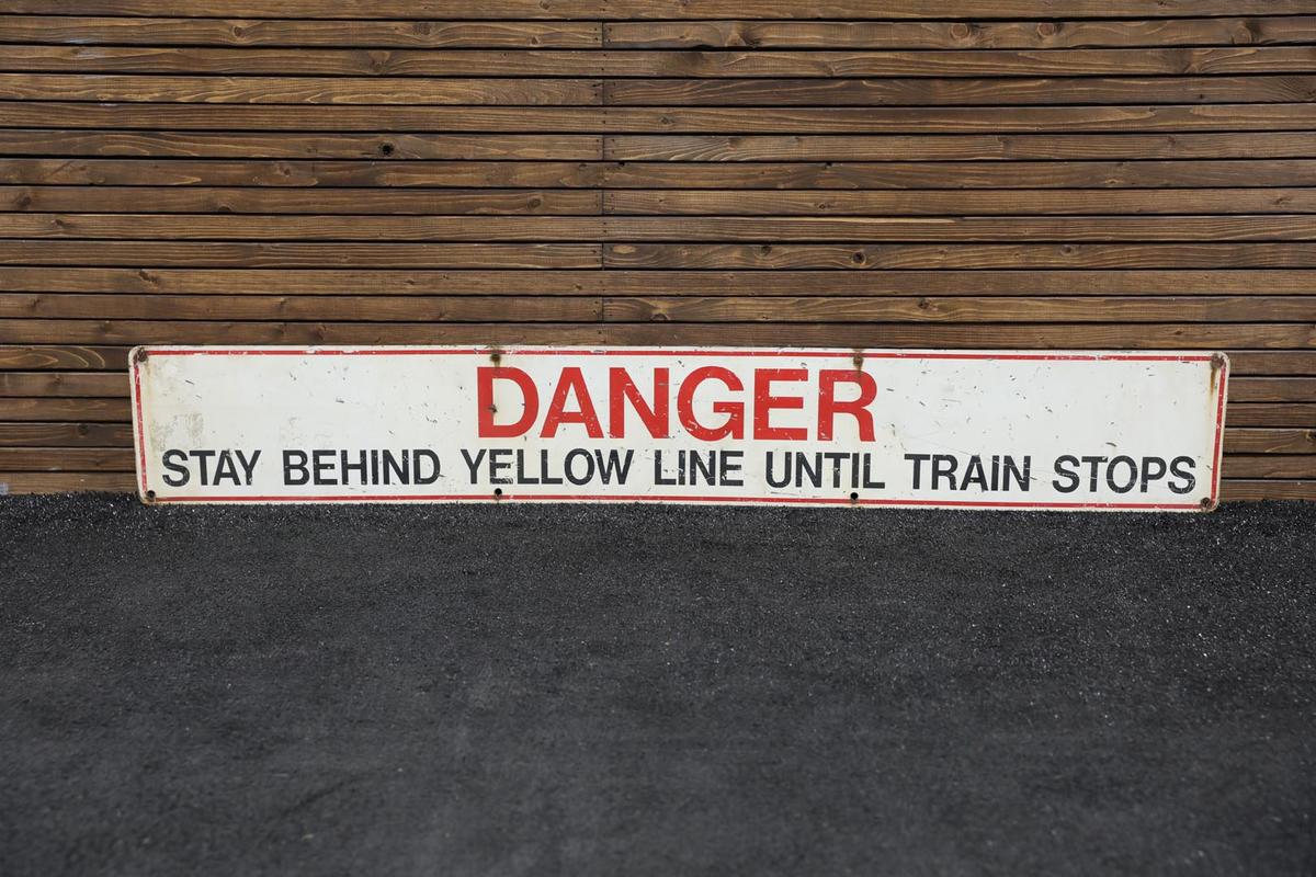 Railroad "Stand Behind the Line" Warning Double-Sided Sign