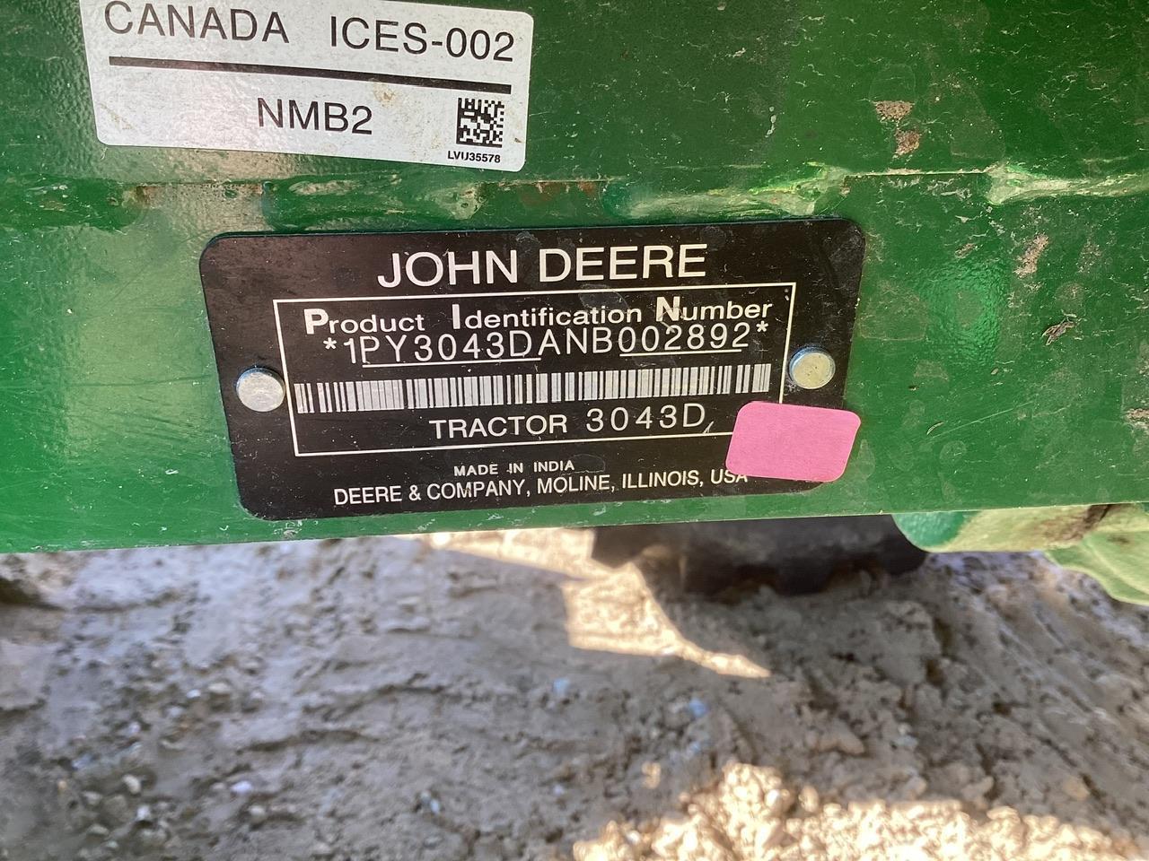 2022 John Deere 3043D Tractor W/ JD 300E Loader