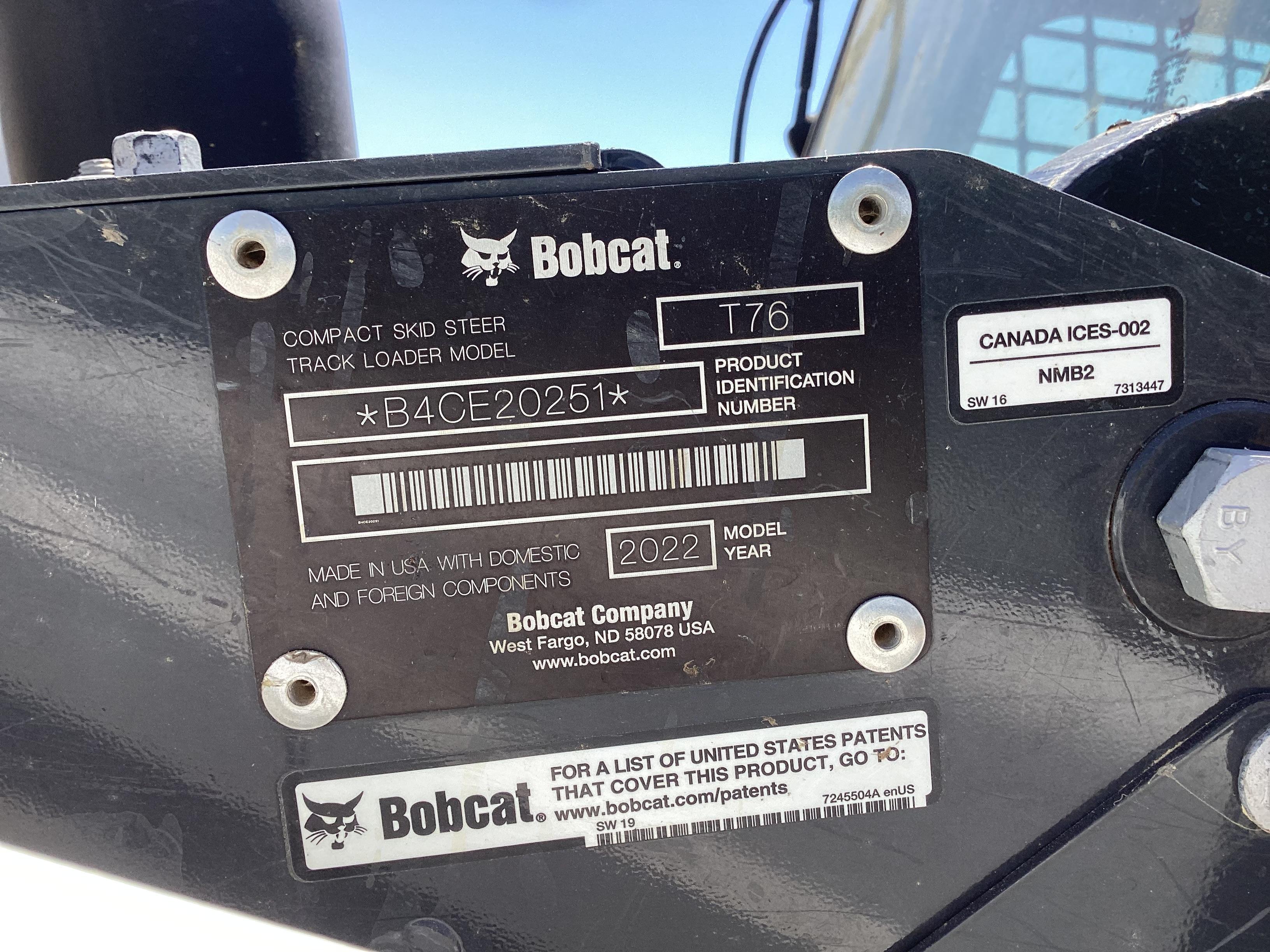 2022 Bobcat T76 Platinum R Series Skid Steer