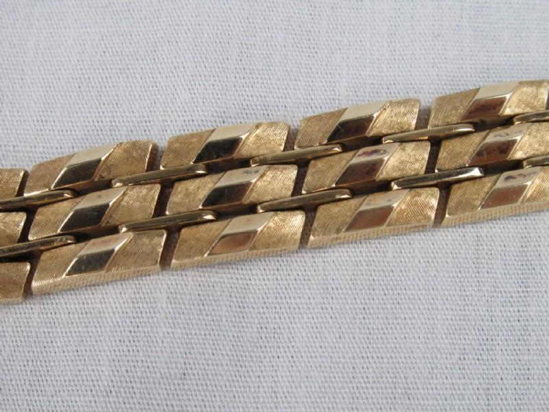 Vntg. 14Kt Gold Multi Panel Link Bracelet