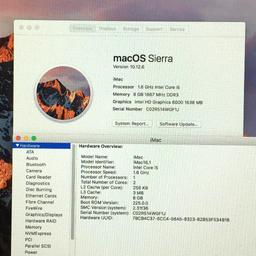 APPLE iMac A1418 Core i5 1.6GHz 8GB 1TB Sierra 10.12.6 WiFi BT 21.5" All-In-One Computer