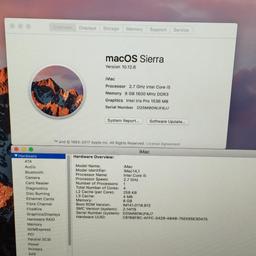 APPLE iMac A1418 Core i5 2.7GHz 8GB 1TB Sierra 10.12.6 WiFi BT 21.5" All-In-One Computer