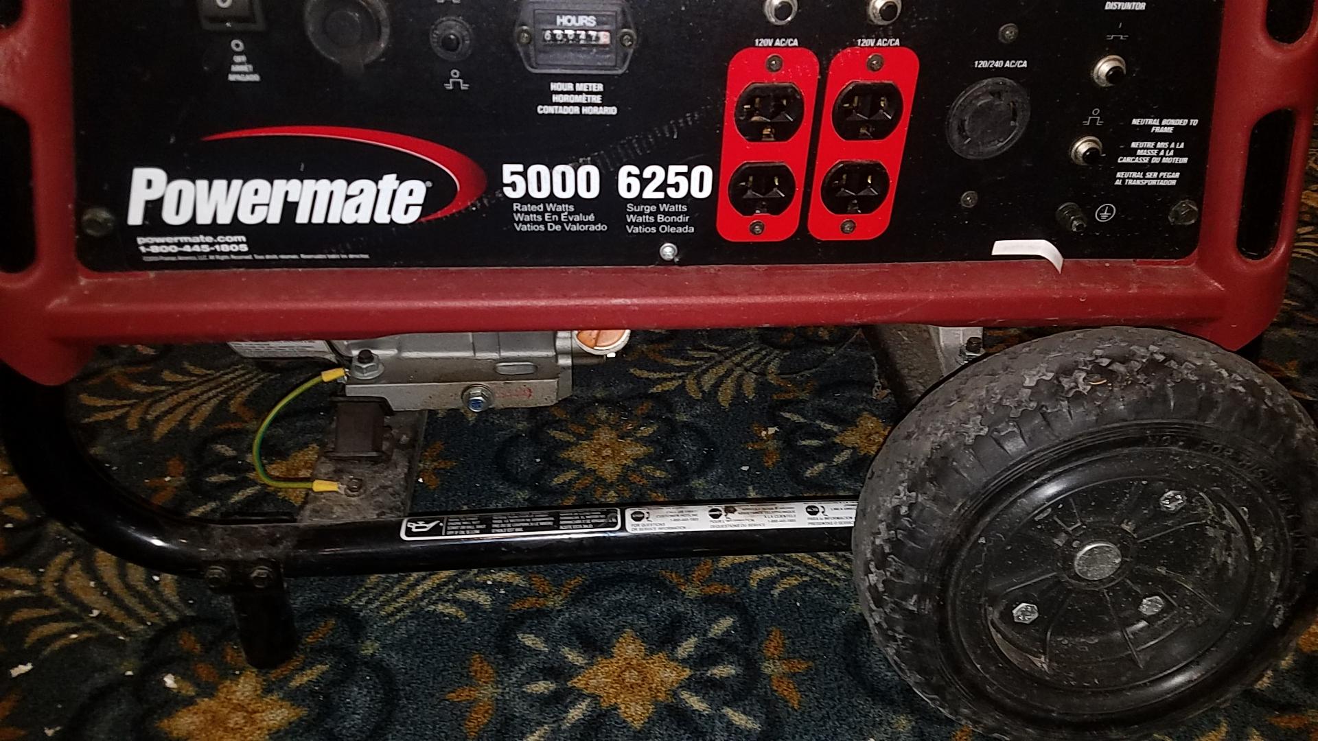 Power mate Generator 5000 watts, clean unit that runs well.