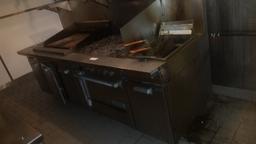 Craft 8' 6" x 30" cooking line with 34" gas char grill, 34 1/2" 6 burner ra