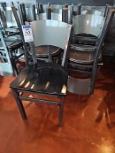 Metal framed dining chairs with wooden seat