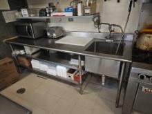 Stainless steel top table with inset sink Eagle 8' x 30"