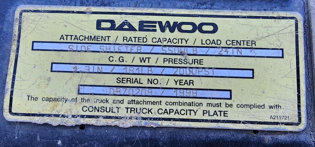 Daewoo G255-3 Propane Forklift (RUNS)