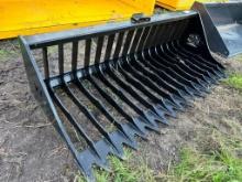 Unused Kit Containers 76in Rock / Skeleton Bucket Skid Steer Attachment [YARD 2]
