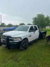 2015, 3500 dodge crew cab flatbed with Hay Bell spikes. 78,000 miles on it it comes with a title