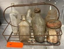 Antique Bottles and Carrier