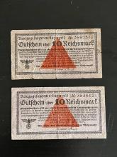 (2) WWII German P.O.W. Currency / Notes