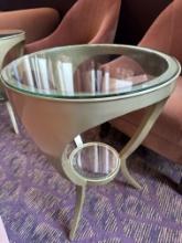 20.25" Round x 27.25"H Gold Frame Glass Top Cocktail Table
