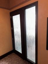 36"W x 95"H Decor Glass Darkwood Frame Entry Door w/67.25"W x 99"H Rightside Fixed Glass