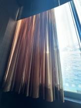 (2) Gold Sheer Fabric Curtains covers 37' L x 142"H w/5 Panel Tops