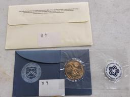 Golden Flowers Stamp & American revolution commemorative medal