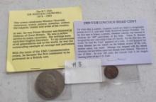 Sir Winston Churchill Coin & 1909 VDB Lincoln Head Cent