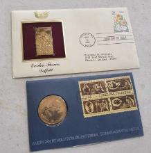 Golden Flowers Stamp & American revolution commemorative medal