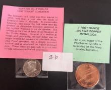 Kennedy Half Dollar Gem ?Proof? Condition 2002 and Troy ounce .999 Fine Copper Medallion
