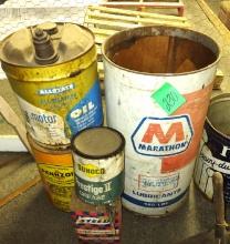 VINTAGE OIL CANS, ETC. - PICK UP ONLY