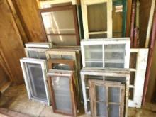 GROUP OF ANTIQUE & VINTAGE WINDOWS - PICK UP ONLY