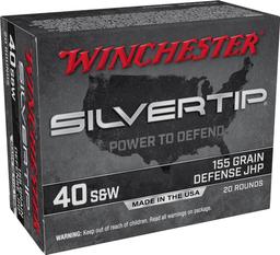 Winchester Ammo W40SWST Silvertip Defense 40 SW 155 gr Silvertip Jacket Hollow Point 20 Per Box