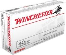 Winchester Ammo USA40SW USA 40 SW 165 gr Full Metal Jacket Flat Nose FMJFN 50 Bx