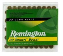 Remington Ammunition 21276 Golden Bullet 22 LR 40 gr Plated Lead Round Nose 100 Box