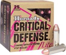 Hornady 90240 Critical Defense Lite 9mm Luger 100 gr 1125 fps Hornady Flex Tip eXpanding FTX 25 Bx