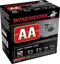 Winchester Ammo AA127 AA Light Target 12 Gauge 2.75 1 18 oz 1145 fps 7.5 Shot 25 Bx