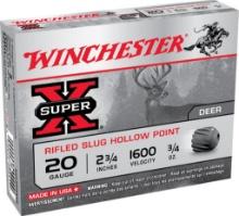 Winchester Ammo X20RSM5 Super X 20 Gauge 2.75 34 oz 1600 fps Rifled Slug Shot 5 Bx