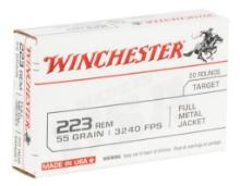 Winchester Ammo W223K USA 223 Rem 55 gr 3240 fps Full Metal Jacket FMJ 20 Bx