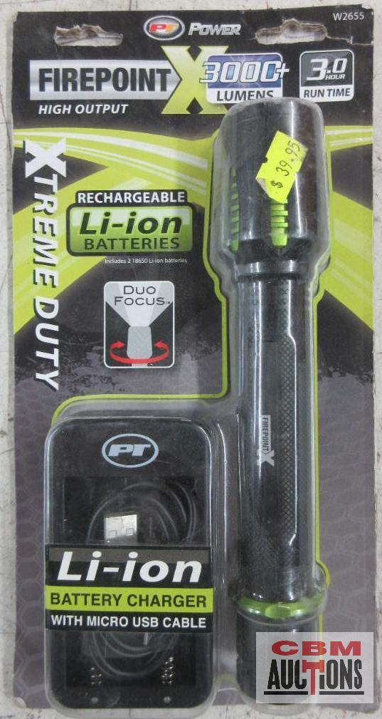 PT Performance Tool W2655 FirePoint...Extreme Duty Rechargeable Flashlight 3000+ Lumens, 3.0 Hr Run