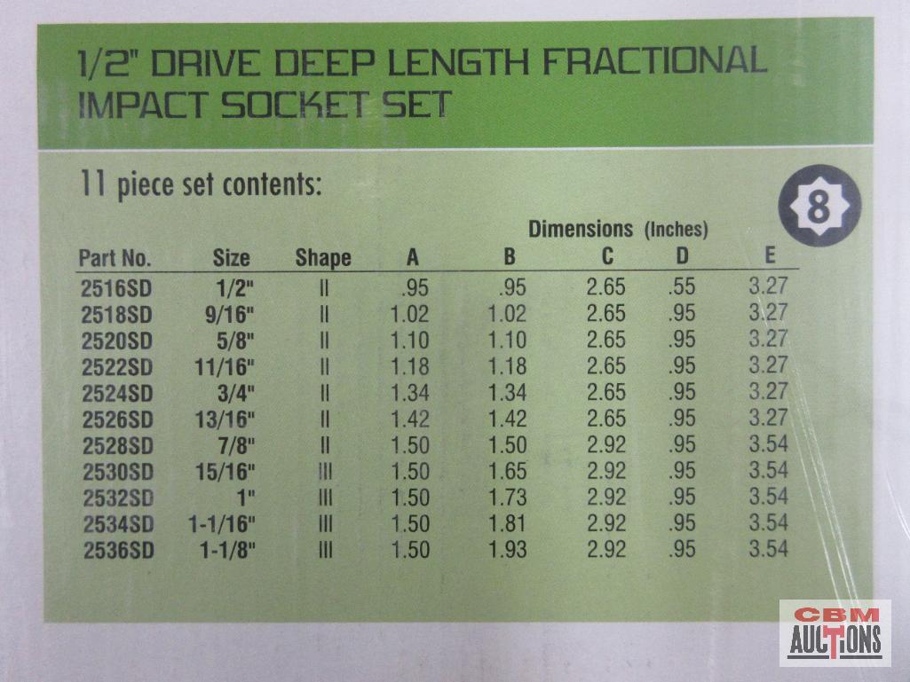 Grey Pneumatic Parts Catalog... Grey Pneumatic 1311SD 1/2" Drive Deep Fractional Impact Socket Set