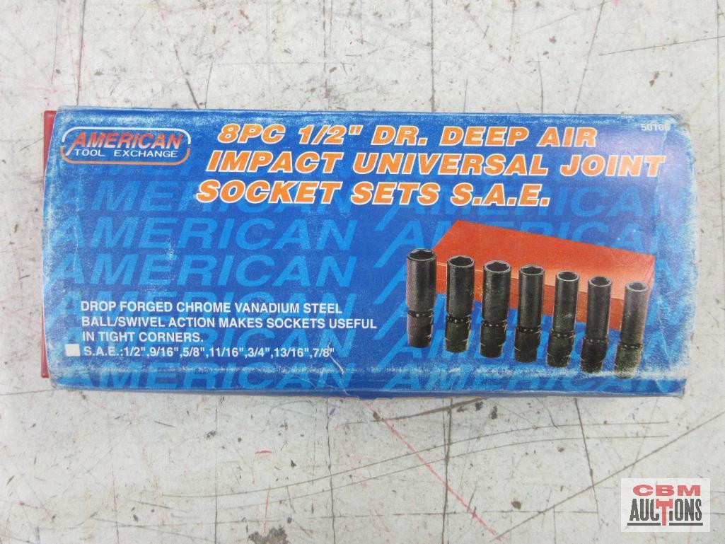 American Tool Exchange 50106 8pc 1/2" Dr. Deep Air Impact Universal Joint Socket Set (1/2" - 7/8")