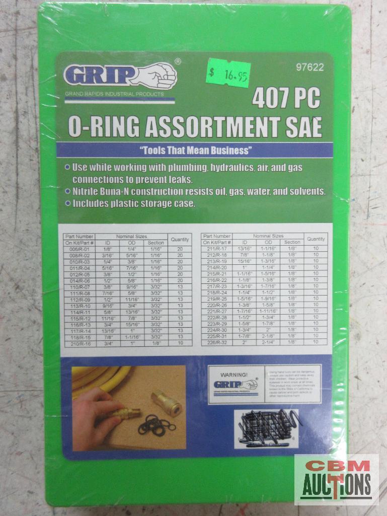 Grip 43237 METRIC... 397 O-Ring Assortment... MM Grip 97622 SAE 407pc O-Ring Assortment SAE ...