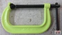 Wilton 406FS 6" Drop Forged C-Clamp, High Visibility Neon Yellow, Grooved Anvil