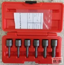 T&E Tools 8913 6pc 3/8" Drive SNCM + V Steel Wedge Proof Extractor Set (2mm-10mm) w/ Molded Storage
