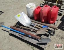 Post Hole Driver, Gas Cans, Shovels, Post Driver & Misc....